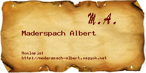 Maderspach Albert névjegykártya